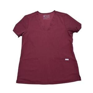 Figs Casma Three-Pocket Scrub Top BURGUNDY Small